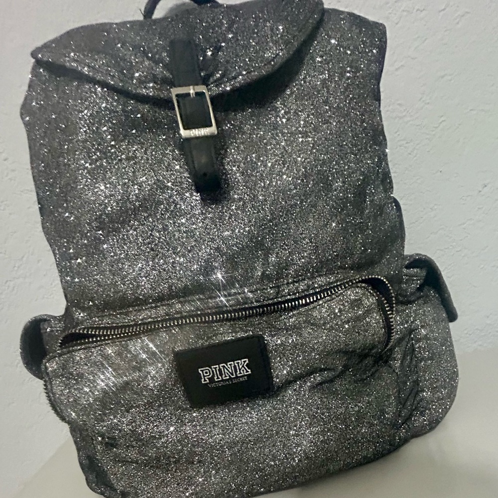 Backpack Victoria Secret PINK sparkle glitter Grey bag limited edition (NWOT)
